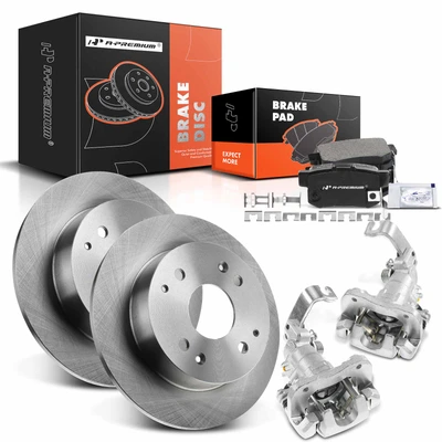 8 Pcs Rear Disc Brake Rotors & Ceramic Brake Pads & Brake Calipers for Honda Accord 98-02 2.3L Coupe