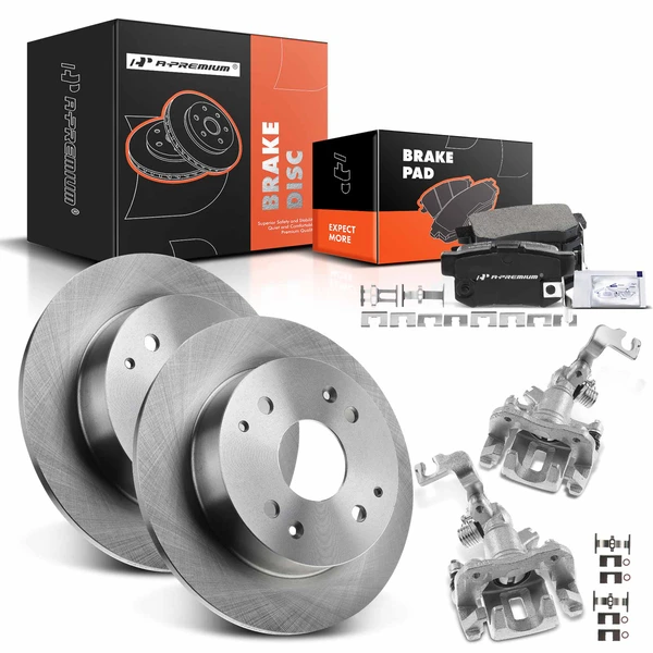 8 Pcs Rear Disc Brake Rotors & Ceramic Brake Pads & Brake Calipers for 1998-2002 Honda Accord