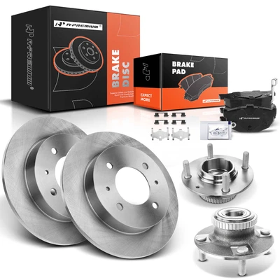 8 Pcs Rear Disc Brake Rotors & Ceramic Brake Pads & Hub Bearings