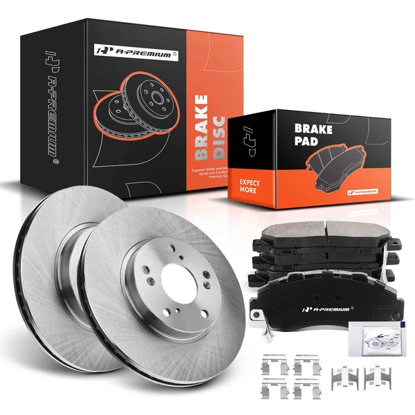 1998-2002 Honda Accord Disc Brake Rotors and Ceramic Pads Kit, 6 Pcs, Front Driver & Passenger, A-Premium, APBRPR854