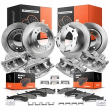16 Pcs Front & Rear Disc Brake Rotors & Ceramic Brake Pads & Brake Calipers for 2004-2006 GMC Sierra 3500