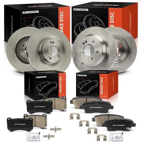 Disc Brake Rotors and Ceramic Pads Kit, 12 Pcs, Front & Rear, A-Premium, APBRPR1646