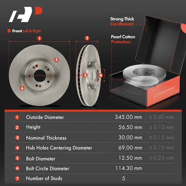 Disc Brake Rotors and Ceramic Pads Kit, 12 Pcs, Front & Rear, A-Premium, APBRPR1646