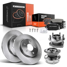 8 Pcs Rear Disc Brake Rotors & Ceramic Brake Pads & Hub Bearings for 2002-2004 Jaguar X-Type