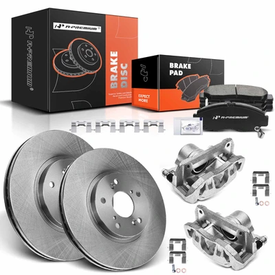 8 Pcs Front Disc Brake Rotors & Ceramic Brake Pads & Brake Calipers