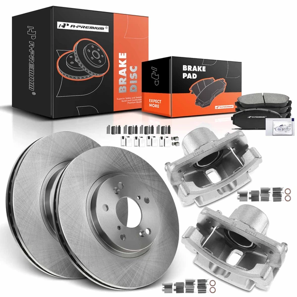 8 Pcs Front Disc Brake Rotors & Ceramic Brake Pads & Brake Calipers for Honda Odyssey 99-04 Acura