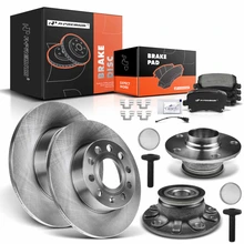 8 Pcs Rear Disc Brake Rotors & Ceramic Brake Pads & Hub Bearings for 2008 Audi A3