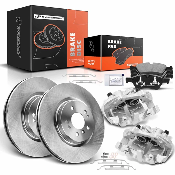 8 Pcs Front Disc Brake Rotors & Ceramic Brake Pads & Brake Calipers for Mercedes-Benz W164 W251