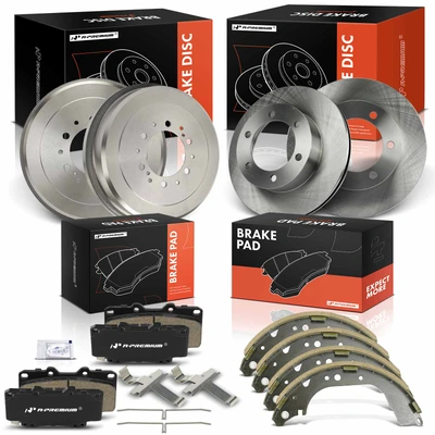 12 Pcs Front Disc Brake Rotors & Ceramic Brake Pads & Rear Brake Drums & Brake Shoes