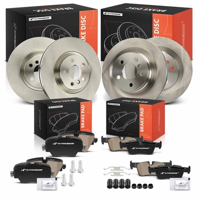 12 Pcs Front & Rear Disc Brake Rotors & Ceramic Brake Pads