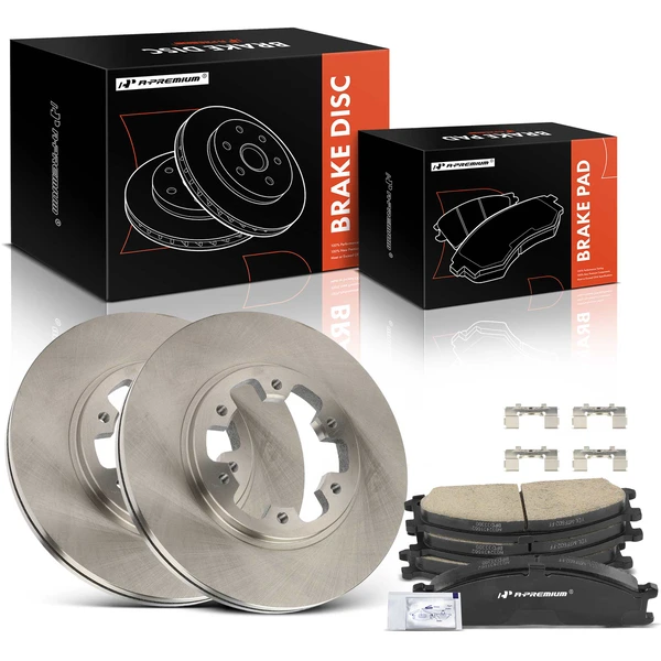 1986-1994 Nissan D21 Disc Brake Rotors and Ceramic Pads Kit, 6 Pcs, Front Driver & Passenger, A-Premium, APBRPR1942