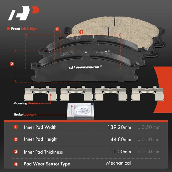 Disc Brake Rotors and Ceramic Pads Kit, 6 Pcs, Front Driver & Passenger, A-Premium, APBRPR1942