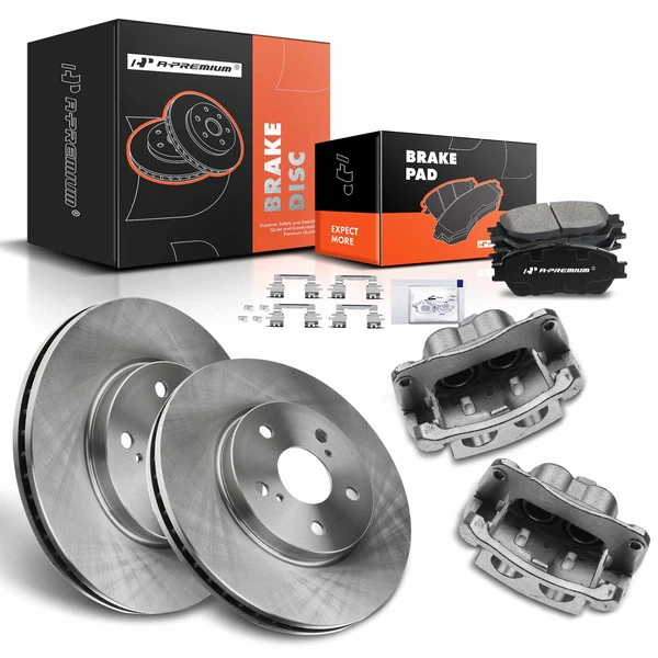 8 Pcs Front Disc Brake Rotors & Ceramic Brake Pads & Brake Calipers for Lexus ES300 2002-2003