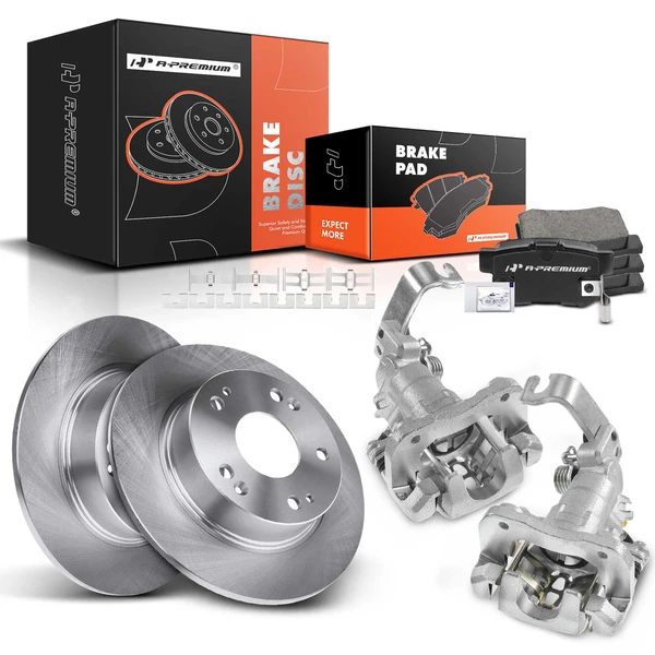 8 Pcs Rear Disc Brake Rotors & Ceramic Brake Pads & Brake Calipers for 2004-2008 Acura TSX