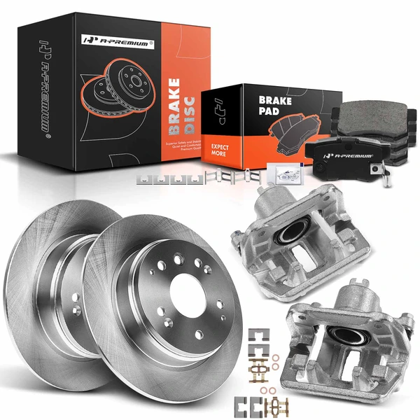 8 Pcs Rear Disc Brake Rotors & Ceramic Brake Pads & Brake Calipers for Acura TL 04-08 Honda Element