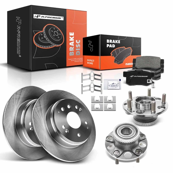 8 Pcs Rear Disc Brake Rotors & Ceramic Brake Pads & Hub Bearings for Acura TL 2004-2008