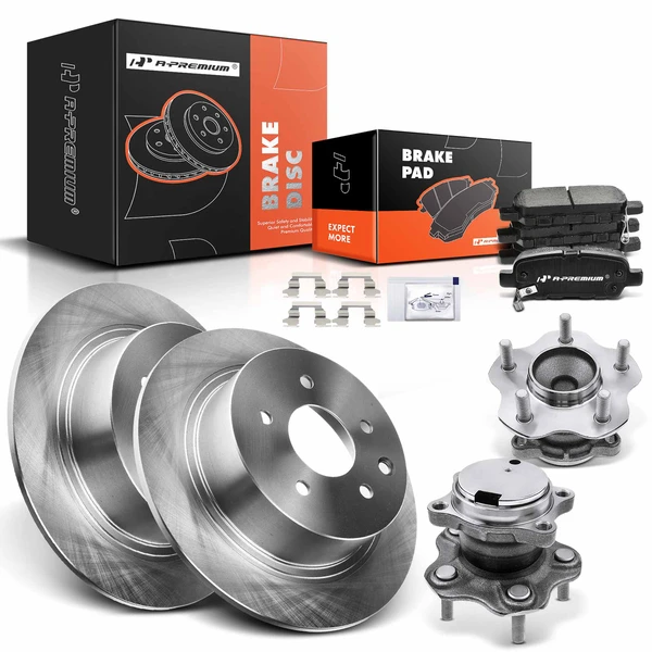 Disc Brake Rotors and Ceramic Pads Kit with Calipers, 8 Pcs, Rear Driver & Passenger, A-Premium, APBRPR613