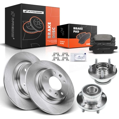 8 Pcs Rear Disc Brake Rotor & Pads & Wheel Hub Bearing