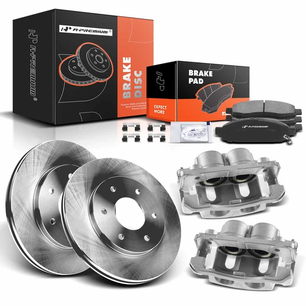 Disc Brake Rotors and Ceramic Pads Kit with Calipers, 8 Pcs, Front Driver & Passenger, A-Premium, APBRPR638