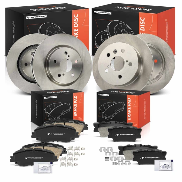 2018-2020 Toyota Camry Disc Brake Rotors and Ceramic Pads Kit, 12 Pcs, Front & Rear, A-Premium, APBRPR1945