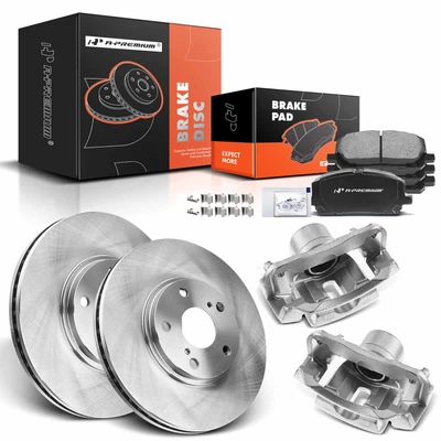 8 Pcs Front Disc Brake Rotors & Ceramic Brake Pads & Brake Calipers for Toyota Highlander 2001-2007