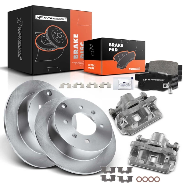 8 Pcs Rear Disc Brake Rotors & Ceramic Brake Pads & Brake Calipers for Hyundai Sonata 1999-2005 Kia