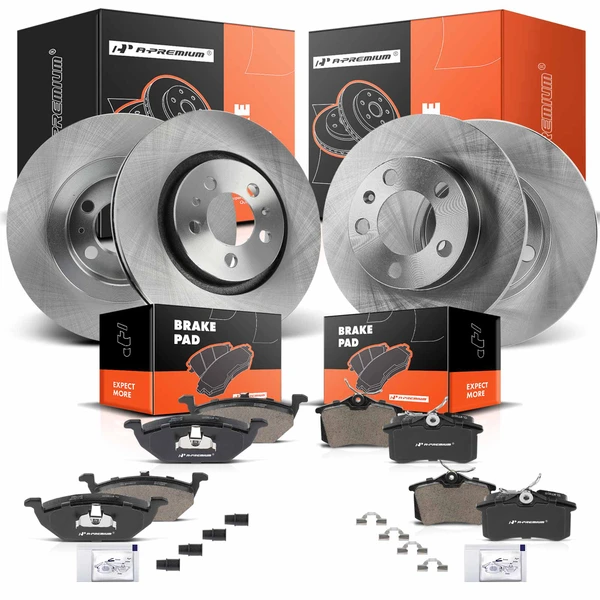 2007-2010 Volkswagen Golf City Disc Brake Rotors and Ceramic Pads Kit, 12 Pcs, Front & Rear, A-Premium, APBRPR1311