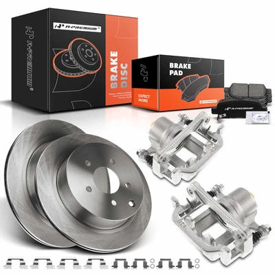 8 Pcs Rear Disc Brake Rotors & Ceramic Brake Pads & Brake Calipers