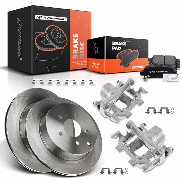 8 Pcs Rear Disc Brake Rotors & Ceramic Brake Pads & Brake Calipers for Nissan Murano 09-18 INFINITI