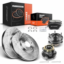 8 Pcs Front Disc Brake Rotors & Ceramic Brake Pads & Hub Bearings for 2005-2007 Nissan Murano