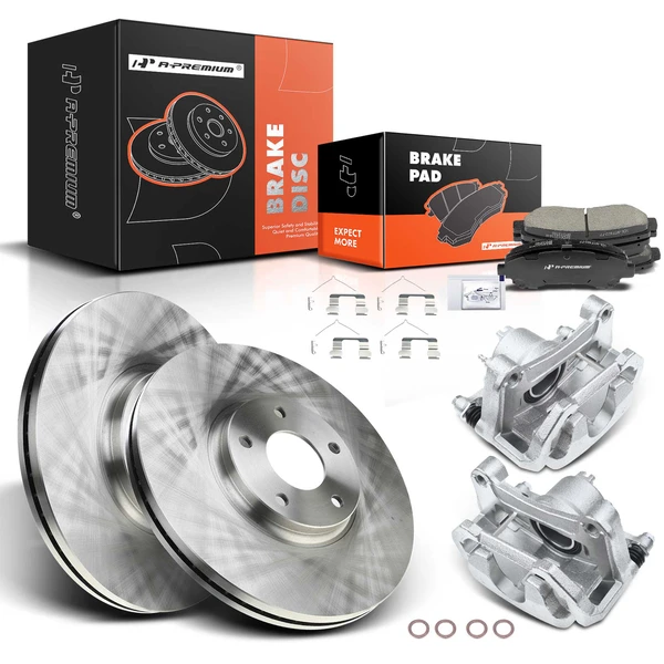 8 Pcs Front Disc Brake Rotors & Ceramic Brake Pads & Brake Calipers for Nissan Maxima 2009-2016