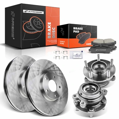 8 Pcs Front Disc Brake Rotors & Ceramic Brake Pads & Hub Bearings