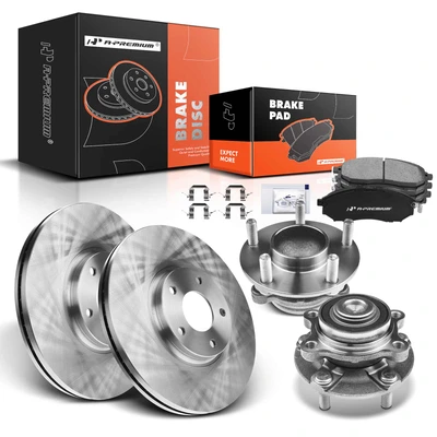 8 Pcs Front Disc Brake Rotors & Ceramic Brake Pads & Hub Bearings for Nissan 350Z INFINITI