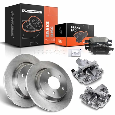 8 Pcs Rear Disc Brake Rotors & Ceramic Brake Pads & Brake Calipers