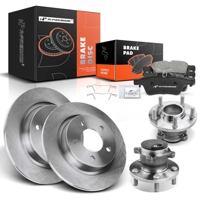 8 Pcs Rear Disc Brake Rotors & Ceramic Brake Pads & Hub Bearings