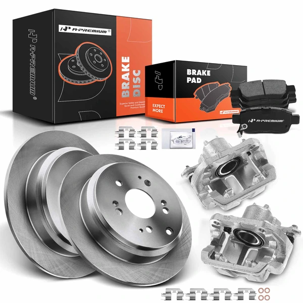 8 Pcs Rear Disc Brake Rotors & Ceramic Brake Pads & Brake Calipers for 2005-2010 Honda Odyssey