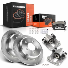 8 Pcs Rear Disc Brake Rotors & Ceramic Brake Pads & Brake Calipers for 1994-1998 Jeep Grand Cherokee