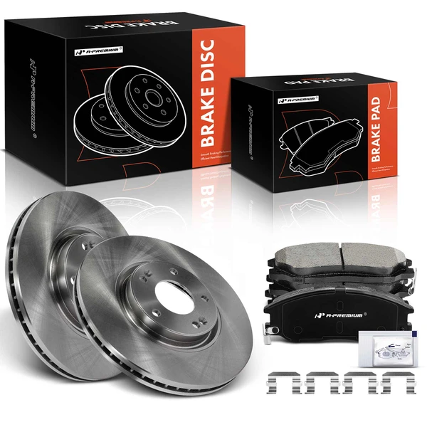 2004-2006 Kia Amanti Disc Brake Rotors and Ceramic Pads Kit, 6 Pcs, Front Driver & Passenger, A-Premium, APBRPR883