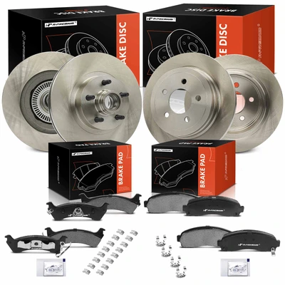 12 Pcs Front & Rear Disc Brake Rotors & Ceramic Brake Pads