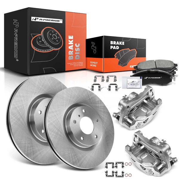 8 Pcs Front Disc Brake Rotors & Ceramic Brake Pads & Brake Calipers for 2012-2013 INFINITI M35h