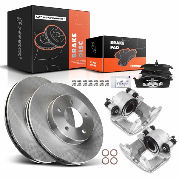 8 Pcs Front Disc Brake Rotors & Ceramic Brake Pads & Brake Calipers for 1998-2004 Chrysler Concorde