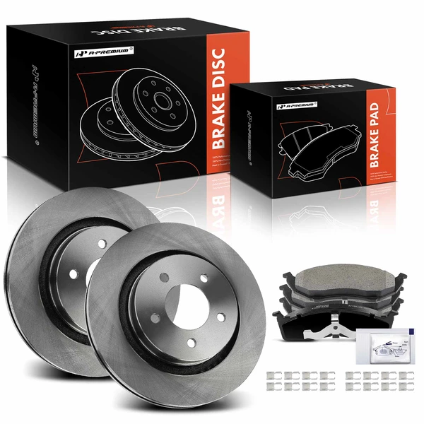 Disc Brake Rotors and Ceramic Pads Kit, 6 Pcs, Front Driver & Passenger, A-Premium, APBRPR1357