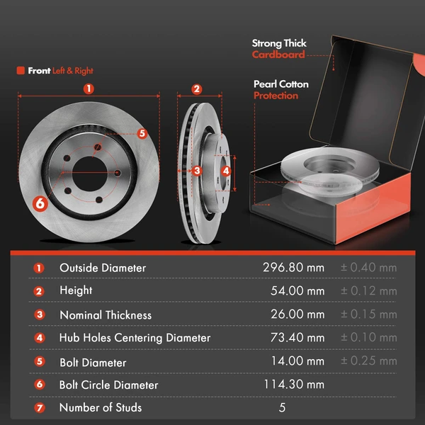 Disc Brake Rotors and Ceramic Pads Kit, 6 Pcs, Front Driver & Passenger, A-Premium, APBRPR1357