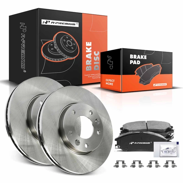 2004-2005 Kia Sedona Disc Brake Rotors and Ceramic Pads Kit, 6 Pcs, Front Driver & Passenger, A-Premium, APBRPR890