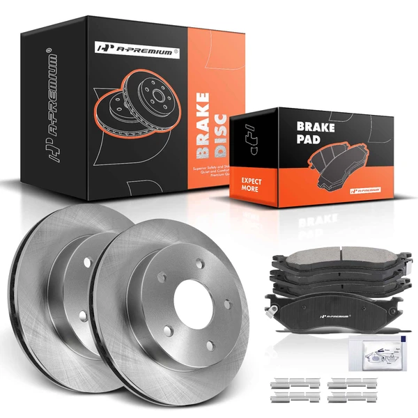 2000-2001 Dodge Ram 1500 Disc Brake Rotors and Ceramic Pads Kit, 6 Pcs, Front Driver & Passenger, A-Premium, APBRPR896
