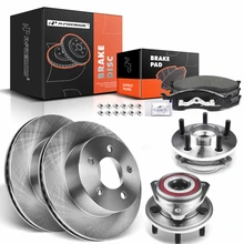 8 Pcs Front Disc Brake Rotors & Ceramic Brake Pads & Hub Bearings for 2000-2006 Jeep TJ