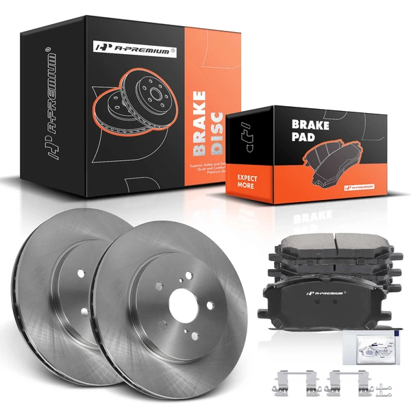 2006-2007 Toyota Highlander Disc Brake Rotors and Ceramic Pads Kit, 6 Pcs, Front Driver & Passenger, A-Premium, APBRPR892