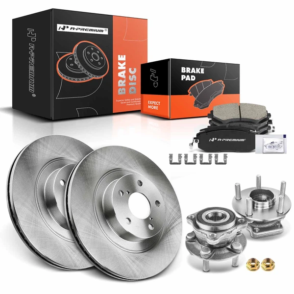 8 Pcs Front Disc Brake Rotors & Ceramic Brake Pads & Hub Bearings for Subaru Legacy Forester