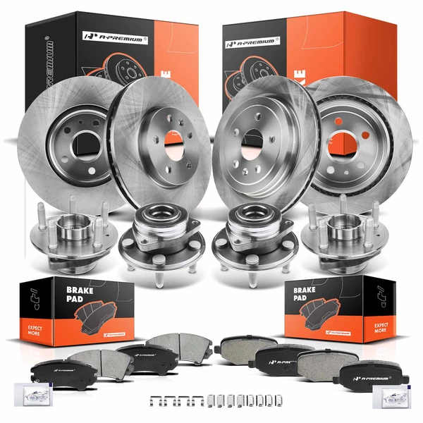 16 Pcs Front & Rear Disc Brake Rotors & Ceramic Brake Pads & Hub Bearings for Chevrolet Camaro