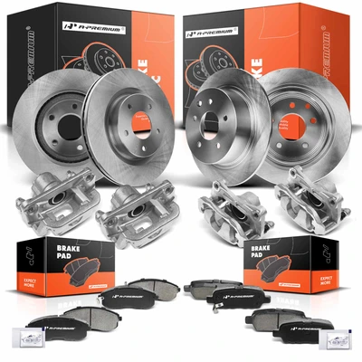 16 Pcs Front & Rear Disc Brake Rotors & Ceramic Brake Pads & Brake Calipers